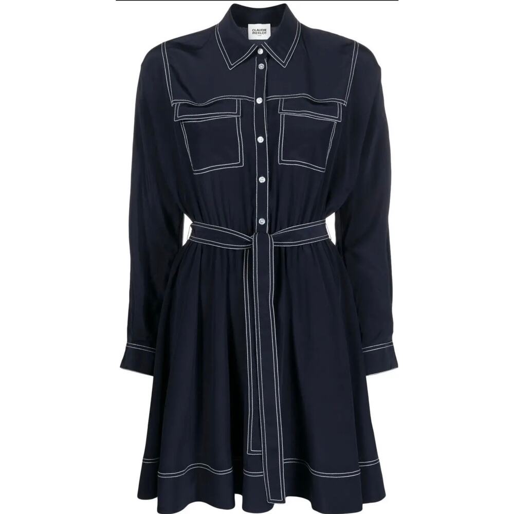 Claudie Pierlot Silk Long-Sleeved Short Dress View 3